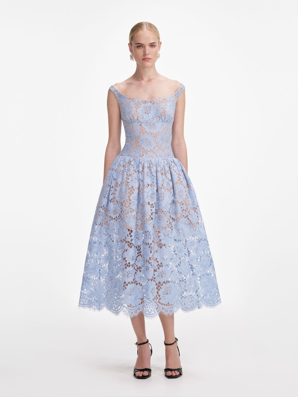 NWT- Sel - Portrait Light Blue Lace Midi Dress size 8 - Picture 7 of 16